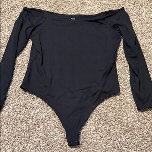 Nuuds Black Off The Shoulder Long Sleeve Bodysuit XL